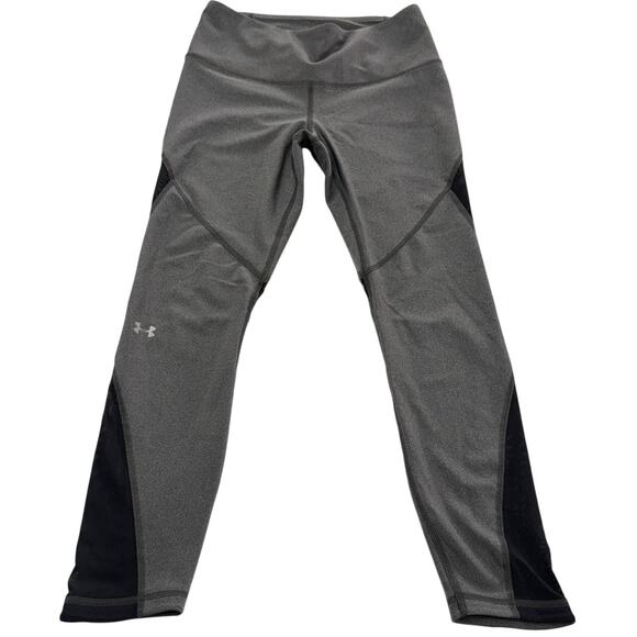 Under Armour Leggings Womens Medium Gray Black HeatGear Compression Mesh Panels - Picture 1 of 7